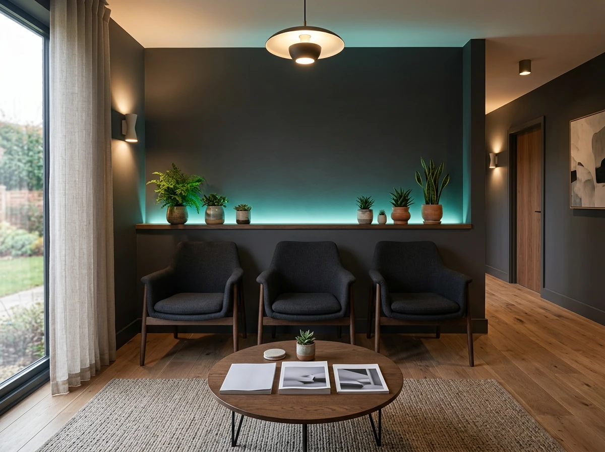 Salle d'attente confortable et moderne du cabinet dentaire